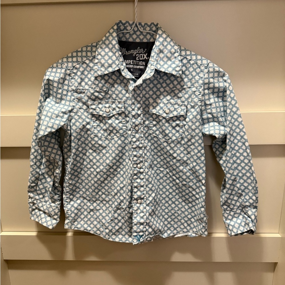 Wrangler Kids Light Blue Geometric Button Down Shirt